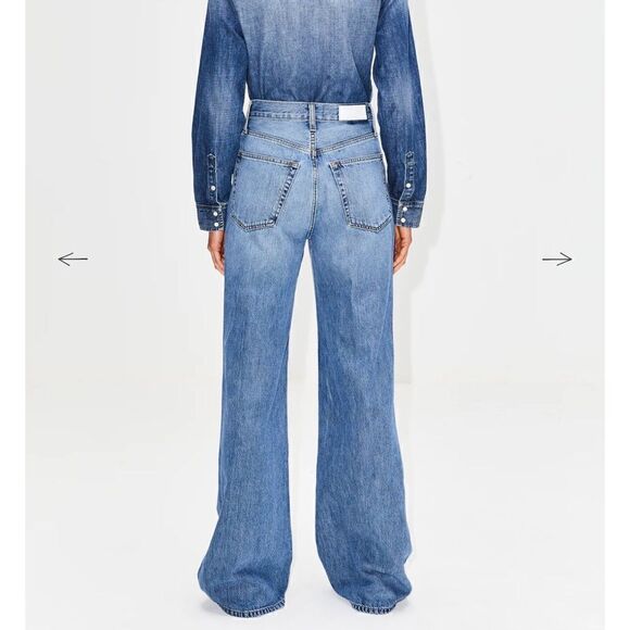 Re/done 70’s Ultra high rise wide leg denim Jeans new size 26 - Picture 3 of 12